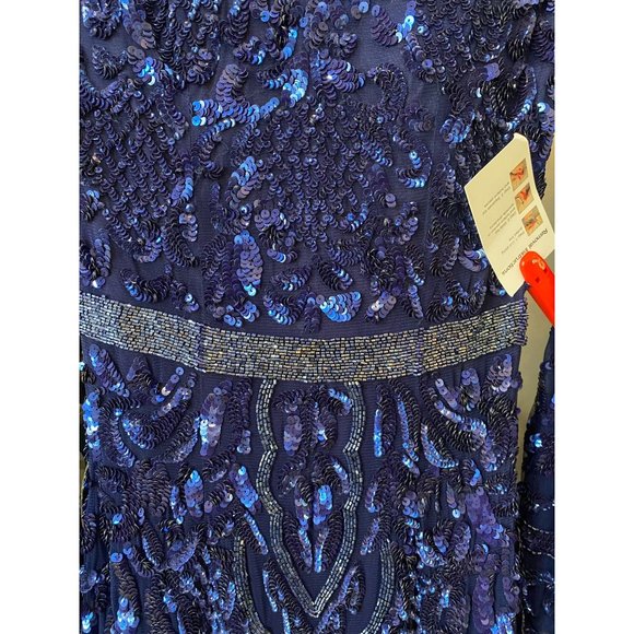 Mac Duggal 4576 Sequin Bell Sleeve Gown Blue Women's Size 2 - Picture 9 of 16